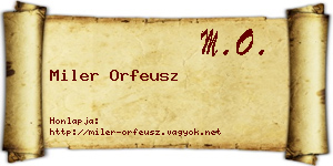 Miler Orfeusz névjegykártya